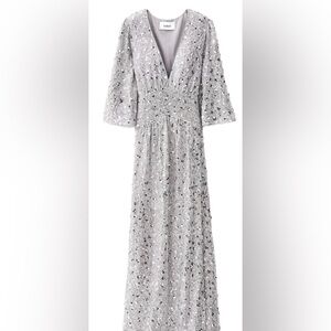 ba&sh Conny Silver Sequin Maxi Dress